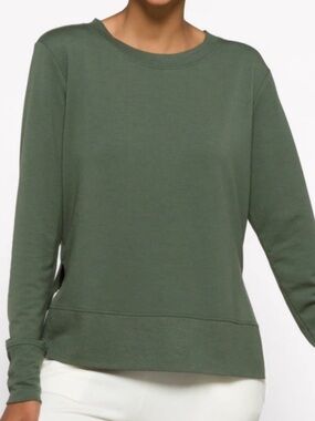 MPG Sport Serene Luxe Side Slit Pullover NWT Size S Olive Green Athleisure